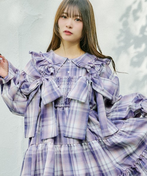 クティールとレトロ】【セット着用可】2wayチェックリボンビスチェ