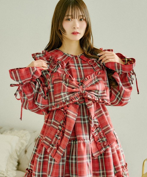 クティールとレトロ】【セット着用可】2wayチェックリボンビスチェ