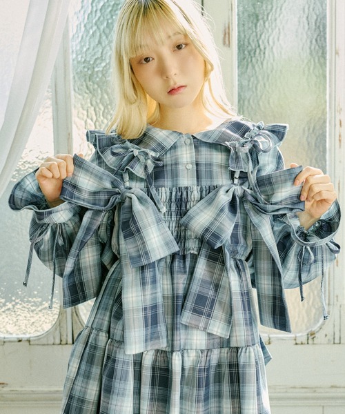 クティールとレトロ】【セット着用可】2wayチェックリボンビスチェ