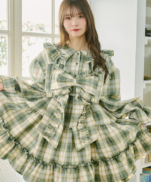 クティールとレトロ】【セット着用可】2wayチェックリボンビスチェ