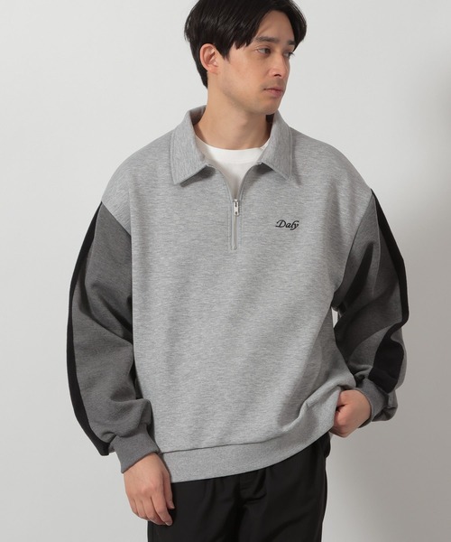 LAKOLE(ラコレ)の「異素材ポロハーフZIP / 647900(ポロシャツ・メンズ・グレー/ブラック・LARGE/MEDIUM)」の2枚目の写真