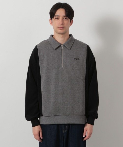LAKOLE(ラコレ)の「異素材ポロハーフZIP / 647900(ポロシャツ・メンズ・グレー/ブラック・LARGE/MEDIUM)」の6枚目の写真