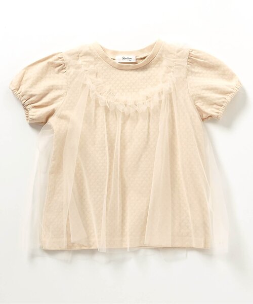 Boribon（ボリボン）の「チュールジョインTシャツ（Tシャツ/カットソー・キッズ・オレンジ/ベージュ/ラベンダー・80/90/100/110/120）」の6枚目の写真