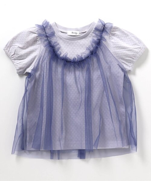Boribon（ボリボン）の「チュールジョインTシャツ（Tシャツ/カットソー・キッズ・オレンジ/ベージュ/ラベンダー・80/90/100/110/120）」の7枚目の写真