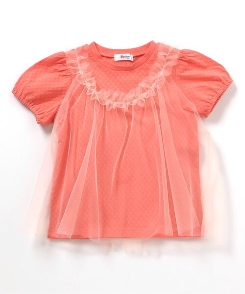 Boribon（ボリボン）の「チュールジョインTシャツ（Tシャツ/カットソー・キッズ・オレンジ/ベージュ/ラベンダー・80/90/100/110/120）」の8枚目の写真