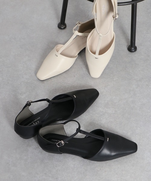 cepo(セポ)の「Tストラップポインテッドトゥパンプス(パンプス・レディース・オフホワイト/ブラック・L/M)」の1枚目の写真