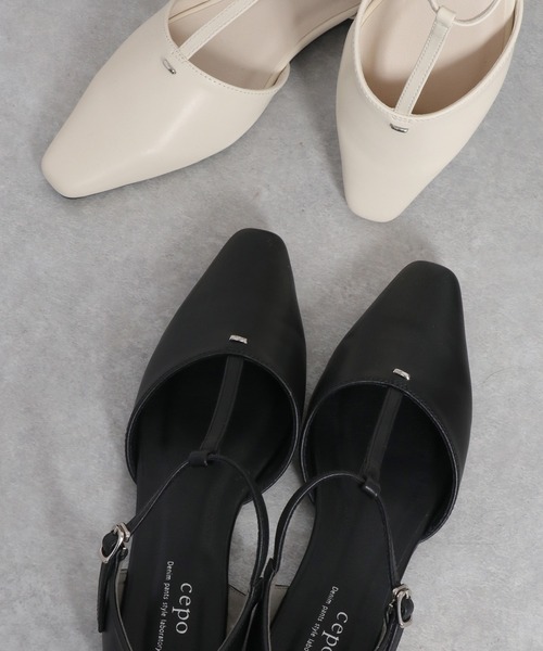 cepo(セポ)の「Tストラップポインテッドトゥパンプス(パンプス・レディース・オフホワイト/ブラック・L/M)」の4枚目の写真