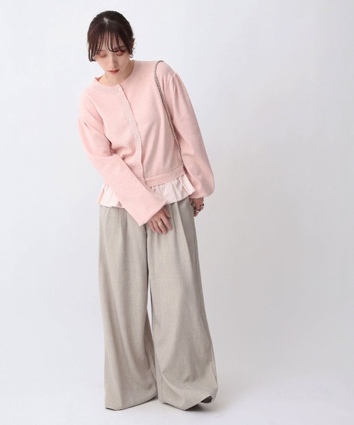 NOAHL(ノアル)の「【NOAHL】裾バルーンドッキングカーディガン(カーディガン/ボレロ・レディース・ピンク系/ベージュ系/グレー系・FREE)」の6枚目の写真