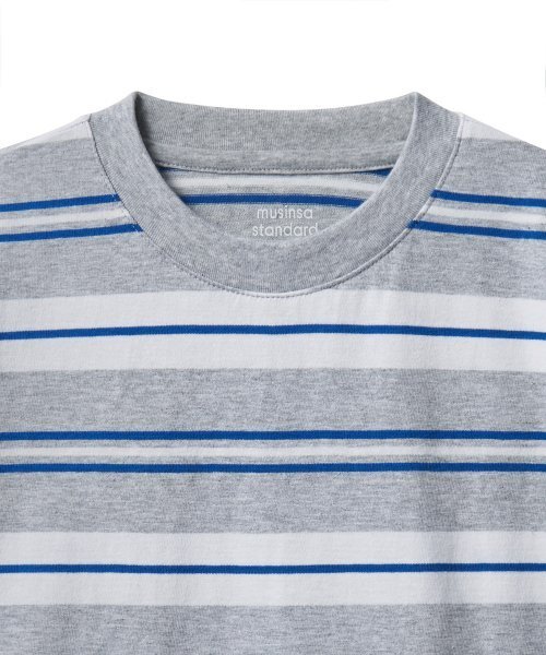 MUSINSA STANDARD KIDS（ムシンサスタンダードキッズ）の「マルチストライプクルーネックTシャツ1 [グレー]（Tシャツ/カットソー・レディース・その他・100/110/120/130/140/150/160）」の4枚目の写真