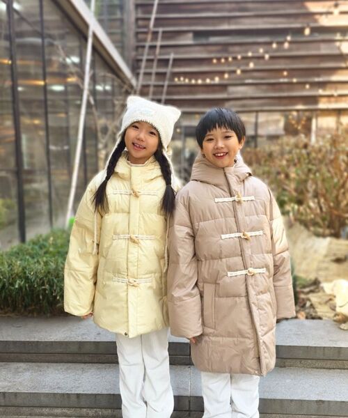 MUSINSA STANDARD KIDS（ムシンサスタンダードキッズ）の「フードパーカー ダッフルダウンジャケット [サンドベージュ]（ブルゾン・レディース・その他・150/100/110/130/140/120/160）」の7枚目の写真