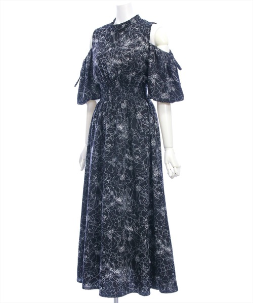 CLEAR BASIC（クリアベーシック）の「【低身長対応／サイズ展開あり】花柄オープンショルダーフレアワンピース[大人 フェミニン 上品 オケージョン]≪新作≫（ワンピース・レディース・ブラック/アイボリー・F/PF）」の20枚目の写真