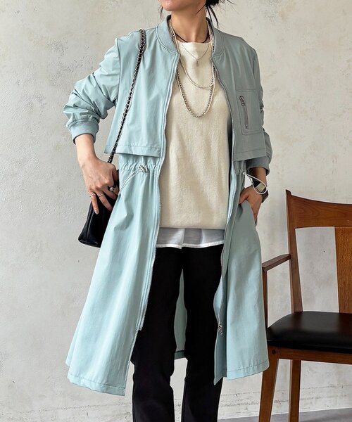 un dix cors（アンディコール）の「ウエストドロストコート（その他アウター・レディース・ベージュ/ミント/ブラック・FREE）」の3枚目の写真