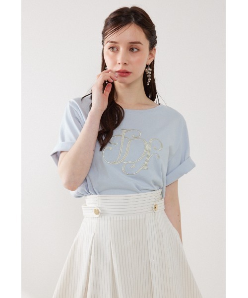 rienda(リエンダ)の「【森香澄さん着用】RDロゴTシャツ 春服 夏服(Tシャツ/カットソー・レディース・ライトピンク/ライトブルー/ブラック/レッド系その他/ホワイト/その他2/ゴールド系その他/ベージュ・FREE)」の7枚目の写真