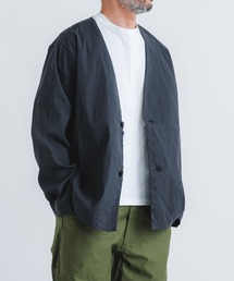 ハイブリッドストレッチリネンノーカラージャケット