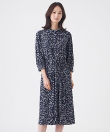 【ウォッシャブル】強撚スムースプリントワンピース
