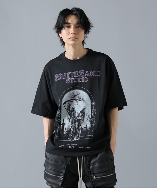 WHITELAND(ホワイトランド)の「【WEB&DEPOT限定】WHITELAND/ホワイトランド/GRIM REPER S/S TEE(Tシャツ/カットソー・メンズ・ブラック・L/M)」の1枚目の写真