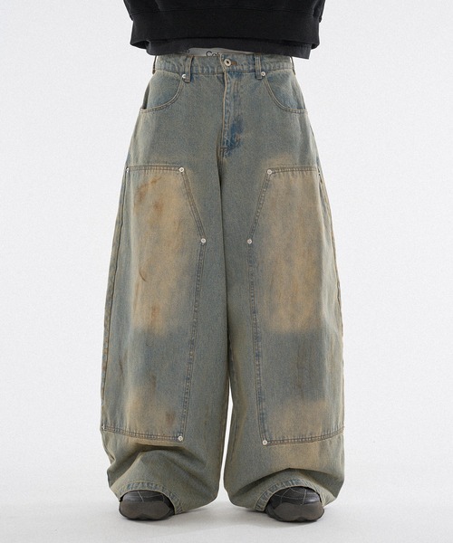 WISH FOR EVER（ウィッシュフォーエバー）の「【 4color / 3size 】ASSORT WIDE CURVE DOUBLE KNEE DENIM（その他パンツ・メンズ・ライトブルー/インディゴブルー/ブラック/ベージュ・SMALL/LARGE/MEDIUM）」の4枚目の写真