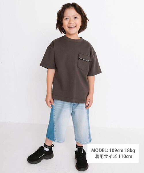 WASK（ワスク）の「6分丈バイカラー・ストレッチデニムパンツ（デニムパンツ・キッズ・ブルー/グレー・130cm/150cm/140cm/160cm）」の3枚目の写真