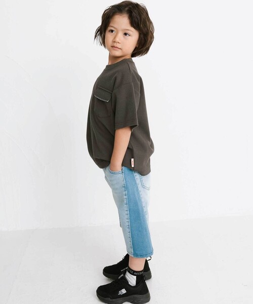 WASK（ワスク）の「6分丈バイカラー・ストレッチデニムパンツ（デニムパンツ・キッズ・ブルー/グレー・130cm/150cm/140cm/160cm）」の5枚目の写真