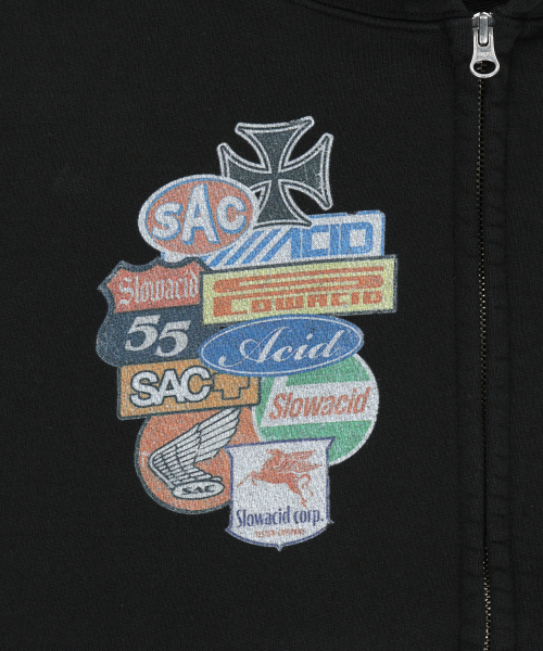 SLOWACID（スローアシッド）の「ヴィンテージスポンサー フードパーカー [ブラック]（パーカー・レディース・その他・SMALL/MEDIUM/LARGE）」の5枚目の写真