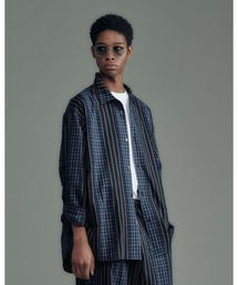 【ADAMPATEK/アダムパテック】jacquard check-stripe shirt/チェックxストライプジャガードシャツ