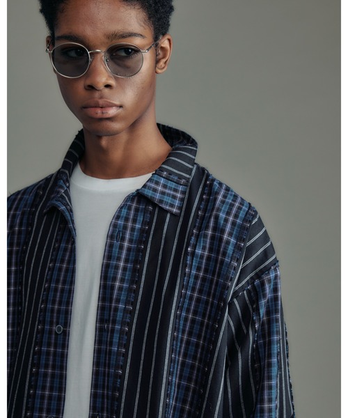 ADAM PATEK（アダムパテック）の「【ADAMPATEK/アダムパテック】jacquard check-stripe shirt/チェックｘストライプジャガードシャツ（シャツ/ブラウス・メンズ・ホワイト/ブラック・1/2）」の9枚目の写真