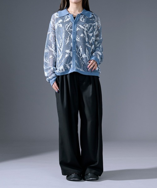 Ellno Loset(エルノロゼット)の「柄メッシュポロカーデ(カーディガン/ボレロ・メンズ・ブルー/ブラック・LARGE/MEDIUM/SMALL)」の6枚目の写真