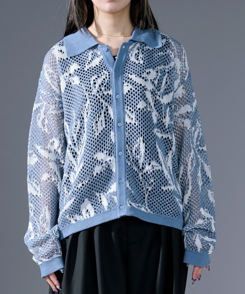Ellno Loset(エルノロゼット)の「柄メッシュポロカーデ(カーディガン/ボレロ・メンズ・ブルー/ブラック・LARGE/MEDIUM/SMALL)」の14枚目の写真