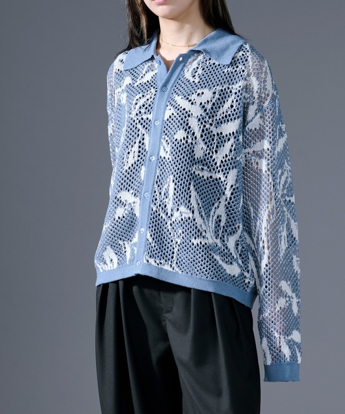 Ellno Loset(エルノロゼット)の「柄メッシュポロカーデ(カーディガン/ボレロ・メンズ・ブルー/ブラック・LARGE/MEDIUM/SMALL)」の16枚目の写真