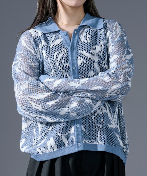 Ellno Loset(エルノロゼット)の「柄メッシュポロカーデ(カーディガン/ボレロ・メンズ・ブルー/ブラック・LARGE/MEDIUM/SMALL)」の15枚目の写真