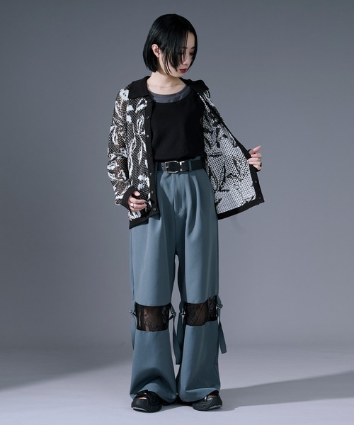 Ellno Loset(エルノロゼット)の「柄メッシュポロカーデ(カーディガン/ボレロ・メンズ・ブルー/ブラック・LARGE/MEDIUM/SMALL)」の7枚目の写真