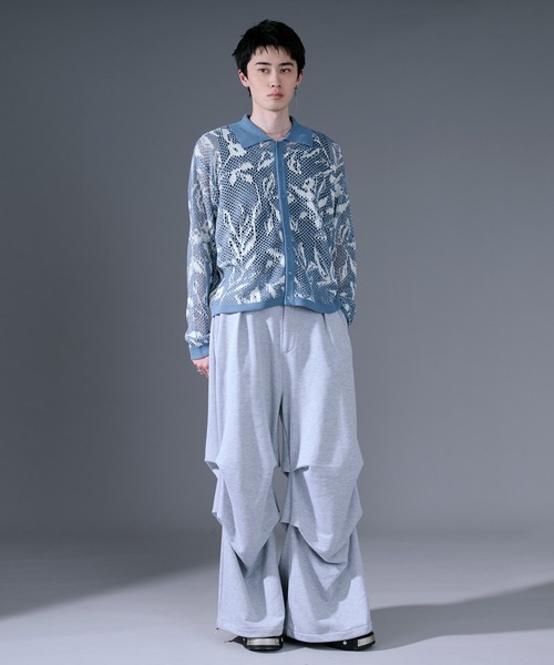 Ellno Loset(エルノロゼット)の「柄メッシュポロカーデ(カーディガン/ボレロ・メンズ・ブルー/ブラック・LARGE/MEDIUM/SMALL)」の5枚目の写真