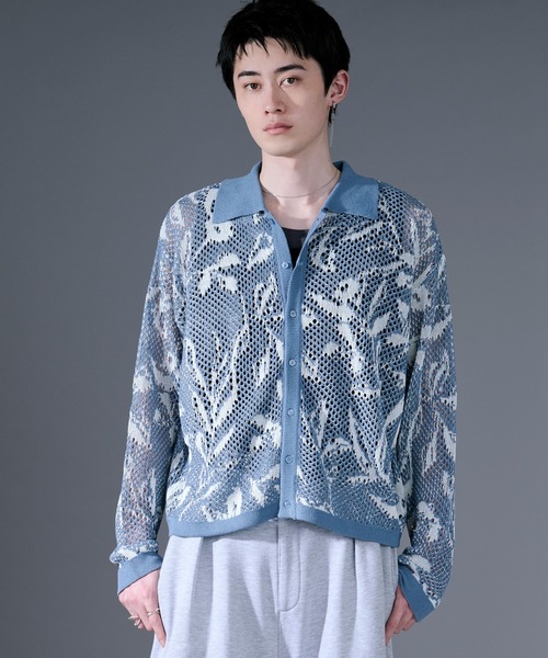 Ellno Loset(エルノロゼット)の「柄メッシュポロカーデ(カーディガン/ボレロ・メンズ・ブルー/ブラック・LARGE/MEDIUM/SMALL)」の10枚目の写真