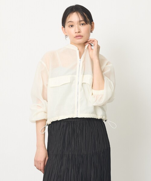abahouse mavie(アバハウスマヴィ)の「【夏の羽織り】シアーブルゾン(ブルゾン・レディース・ライトベージュ/ブラック/オフホワイト・フリー)」の6枚目の写真