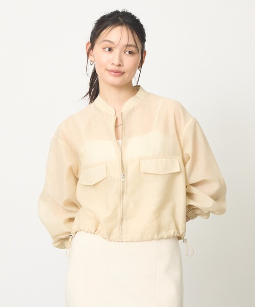 abahouse mavie(アバハウスマヴィ)の「【夏の羽織り】シアーブルゾン(ブルゾン・レディース・ライトベージュ/ブラック/オフホワイト・フリー)」の9枚目の写真