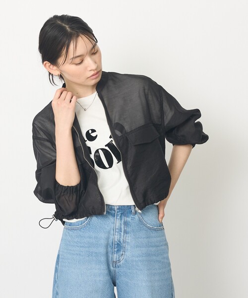 abahouse mavie(アバハウスマヴィ)の「【夏の羽織り】シアーブルゾン(ブルゾン・レディース・ライトベージュ/ブラック/オフホワイト・フリー)」の12枚目の写真