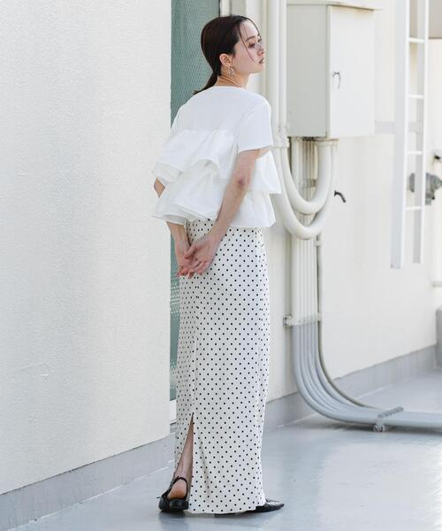 SENSE OF PLACE by URBAN RESEARCH(センスオブプレイスバイアーバンリサーチ)の「シャイニーフリルドッキングカットトップ(Tシャツ/カットソー・レディース・ホワイト系その他/ブラック/オフホワイト・ONE)」の8枚目の写真
