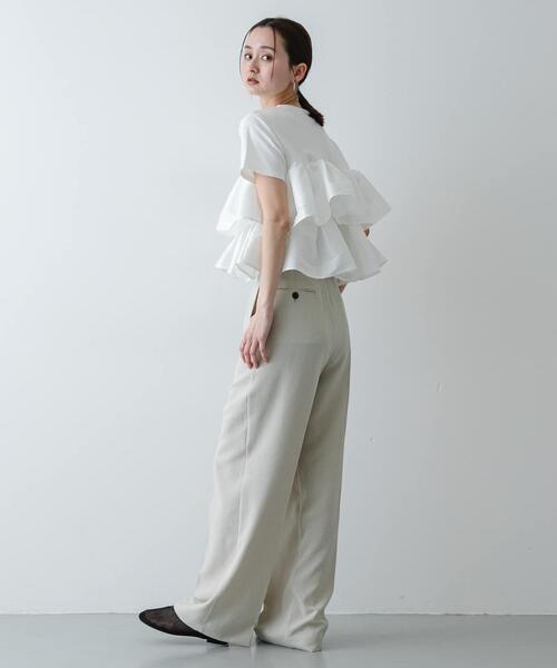 SENSE OF PLACE by URBAN RESEARCH(センスオブプレイスバイアーバンリサーチ)の「シャイニーフリルドッキングカットトップ(Tシャツ/カットソー・レディース・ホワイト系その他/ブラック/オフホワイト・ONE)」の10枚目の写真