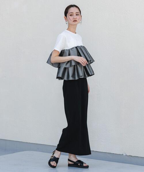SENSE OF PLACE by URBAN RESEARCH(センスオブプレイスバイアーバンリサーチ)の「シャイニーフリルドッキングカットトップ(Tシャツ/カットソー・レディース・ホワイト系その他/ブラック/オフホワイト・ONE)」の17枚目の写真