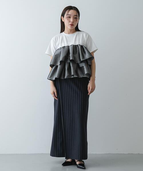 SENSE OF PLACE by URBAN RESEARCH(センスオブプレイスバイアーバンリサーチ)の「シャイニーフリルドッキングカットトップ(Tシャツ/カットソー・レディース・ホワイト系その他/ブラック/オフホワイト・ONE)」の19枚目の写真