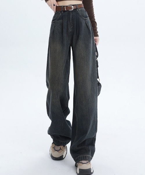 Teem Store(チームストア)の「ヴィンテージ風タックワイドデニムパンツ(デニムパンツ・レディース・その他/サックスブルー/ブルー・M/S)」の9枚目の写真