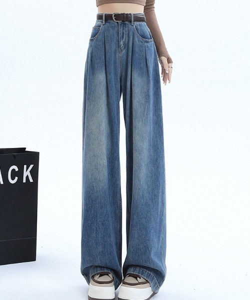Teem Store(チームストア)の「ヴィンテージ風タックワイドデニムパンツ(デニムパンツ・レディース・その他/サックスブルー/ブルー・M/S)」の8枚目の写真