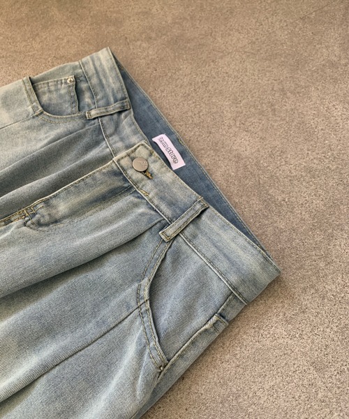Teem Store(チームストア)の「ヴィンテージ風タックワイドデニムパンツ(デニムパンツ・レディース・その他/サックスブルー/ブルー・M/S)」の15枚目の写真