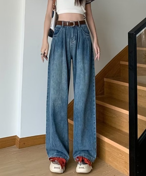 Teem Store(チームストア)の「ヴィンテージ風タックワイドデニムパンツ(デニムパンツ・レディース・その他/サックスブルー/ブルー・M/S)」の17枚目の写真