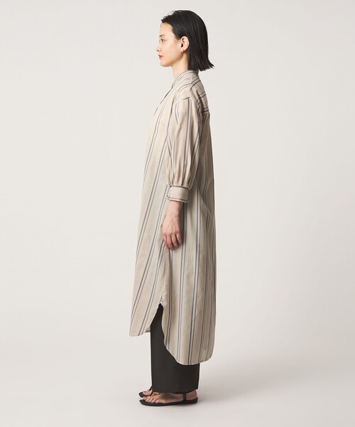 A DAY IN THE LIFE UNITED ARROWS(アデイインザライフユナイテッドアローズ)の「ジャガードストライプ シャツワンピース 7分袖<A DAY IN THE LIFE>(ワンピース・レディース・ベージュ/ライトブルー・FREE)」の5枚目の写真