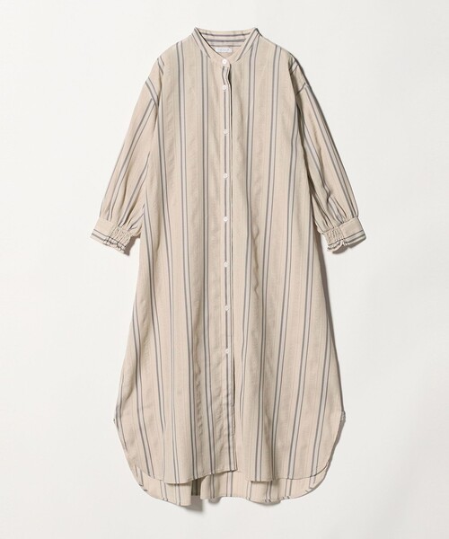 A DAY IN THE LIFE UNITED ARROWS(アデイインザライフユナイテッドアローズ)の「ジャガードストライプ シャツワンピース 7分袖<A DAY IN THE LIFE>(ワンピース・レディース・ベージュ/ライトブルー・FREE)」の13枚目の写真