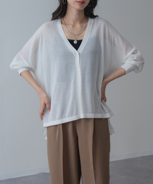 refinedworks（リファインドワークス）の「【refinedworks】UV対策 冷房対策 にも使える◎ シアー カーディガン（カーディガン/ボレロ・レディース・ブラック/ホワイト/レッド/ブラウン・FREE）」の13枚目の写真