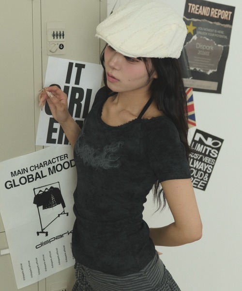 dispark(ディスパーク)の「DISPARK/【26春夏新作】グラフィックオフショルレースSSトップ(Tシャツ/カットソー・レディース・グレー/ブラック・FREE)」の19枚目の写真