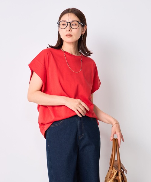 GALLORIA(ギャローリア)の「ゆるシルエットプルオーバー(Tシャツ/カットソー・レディース・ライトイエロー/オフホワイト/ブラック/カーキ/ベージュ/ブラウン/レッド・S/M/LL/L)」の1枚目の写真