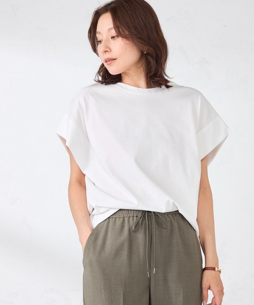 GALLORIA（ギャローリア）の「ゆるシルエットプルオーバー（Tシャツ/カットソー・レディース・ライトイエロー/オフホワイト/ブラック/カーキ・S/M/LL/L）」の2枚目の写真